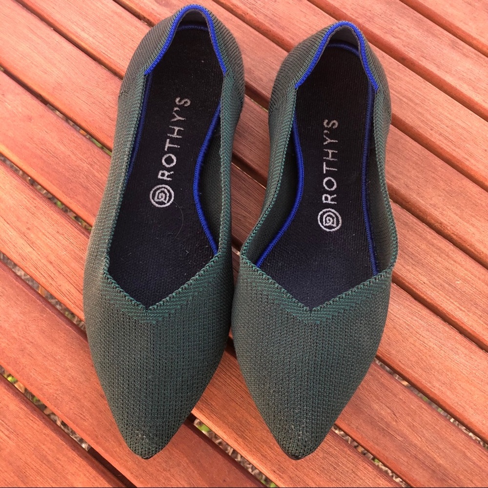 Rothy’s green pointed toes flats size 11